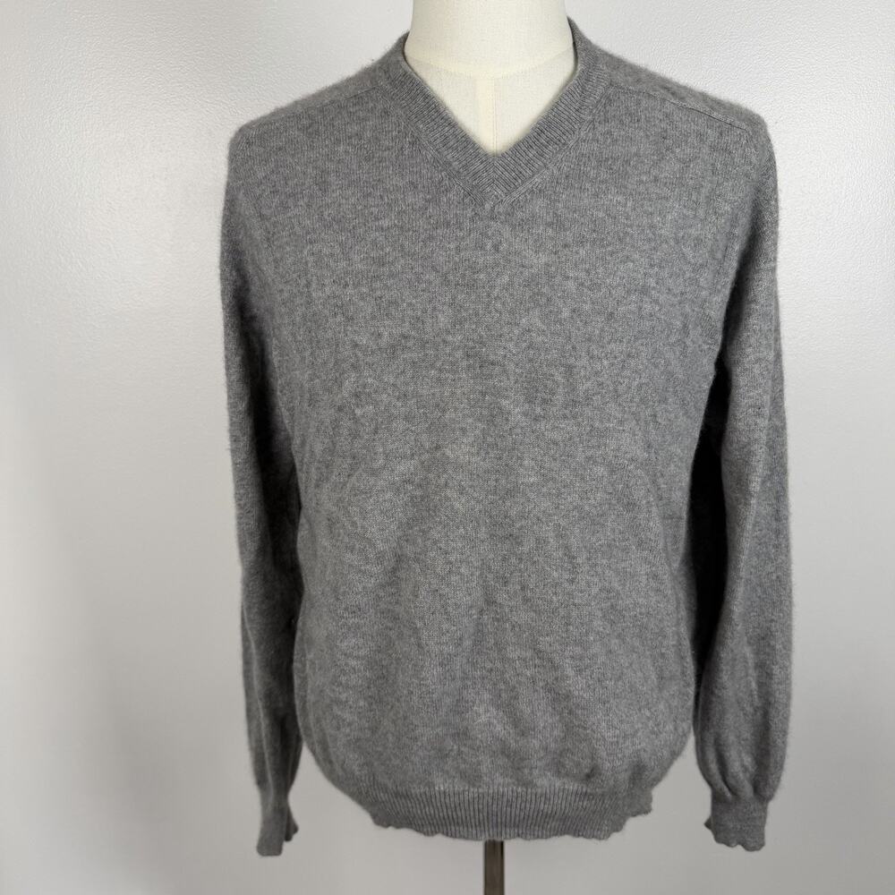 Woods & Gray Men’s Large 100% Cashmere Gray V-Neck Sweater